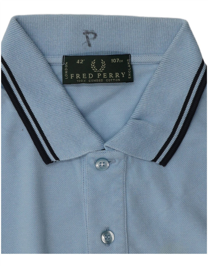 Camisa polo masculina FRED PERRY algodão azul médio