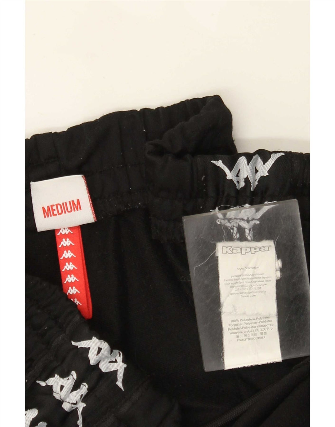 Kappa Mens Graphic Tracksuit Calças Joggers Médio Preto Poliéster