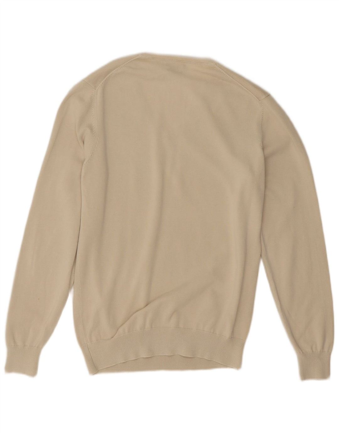 Suéter masculino Massimo Dutti com decote em V, algodão bege médio