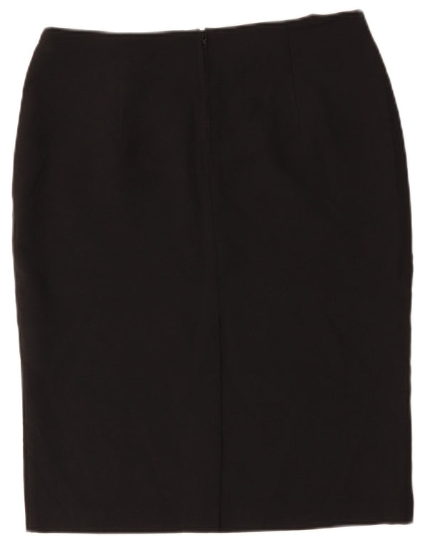 Saia lápis feminina Marks & Spencer UK 12 médio W34 poliéster preto