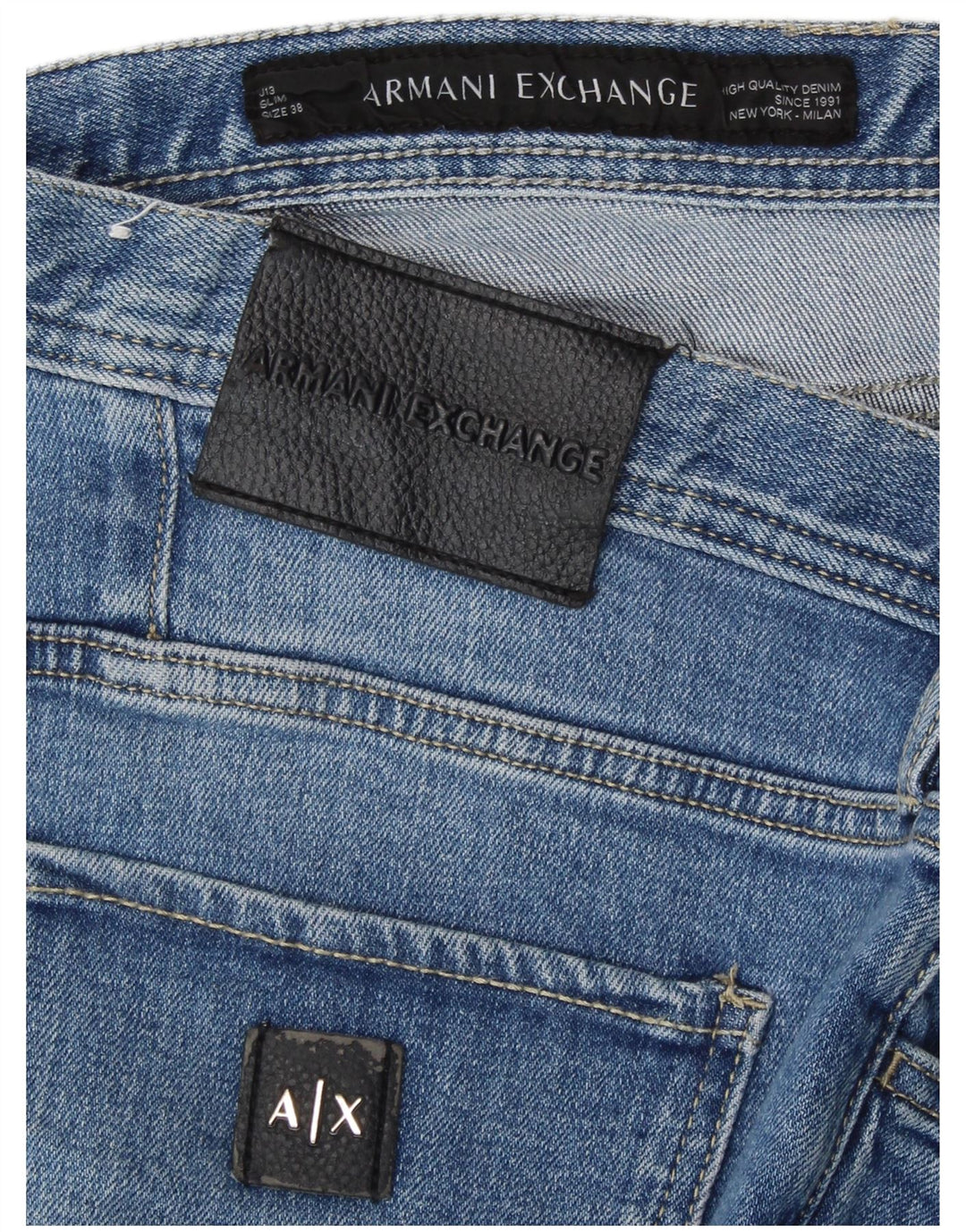 ARMANI EXCHANGE Masculino Milan Slim Jeans W38 L29 Azul Algodão