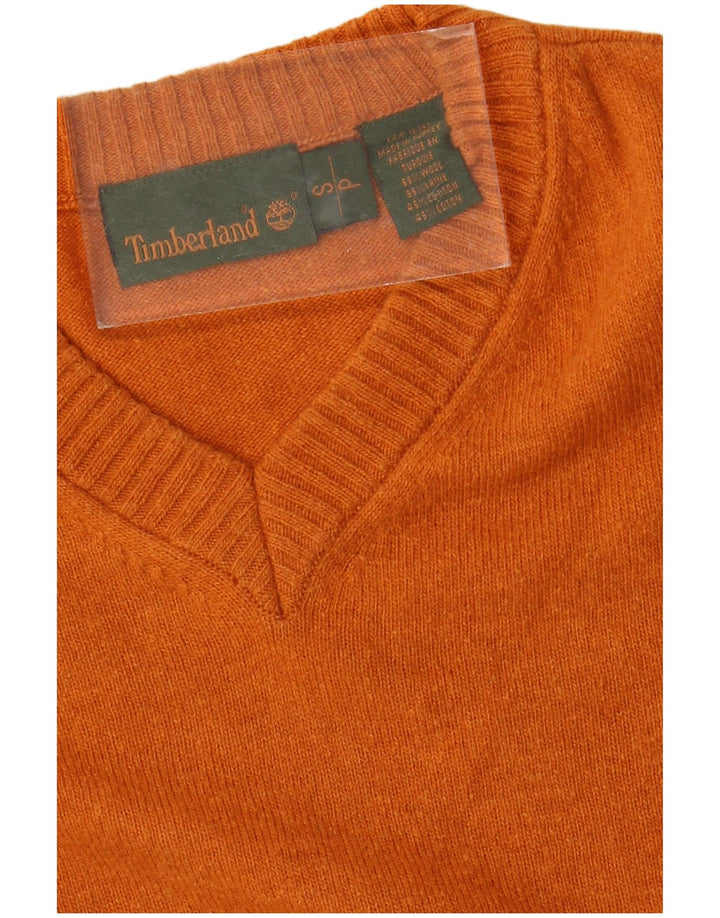 Suéter masculino TIMBERLAND com decote em V pequeno de lã laranja