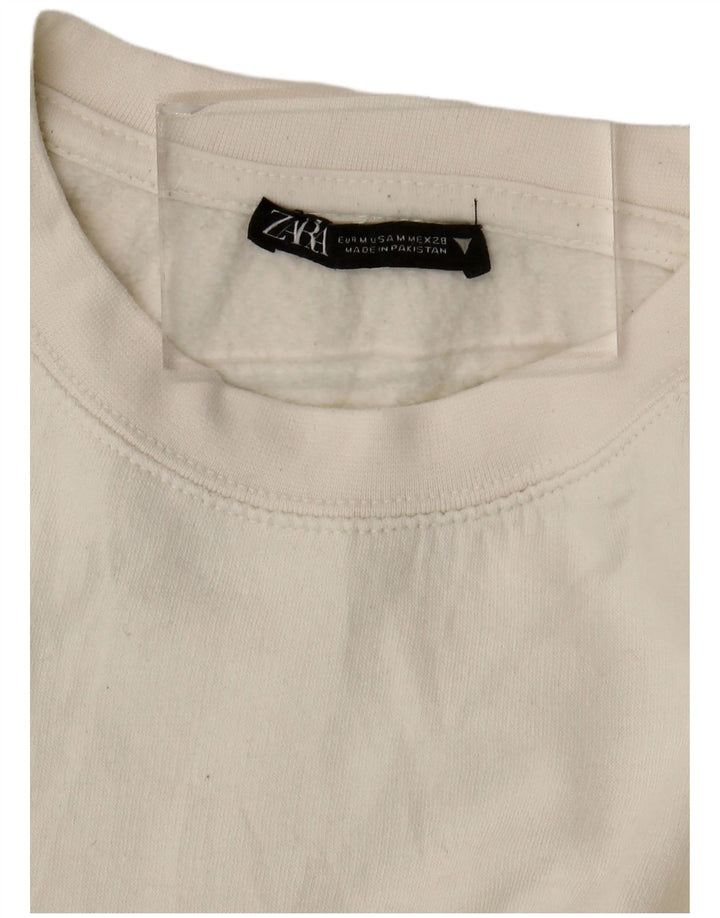 Zara Womens Crop Sweatshirt Jumper Reino Unido 14 Médio Branco