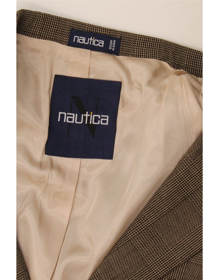Jaqueta Blazer Masculina Nautica com 3 Botões Reino Unido 40 Grande Xadrez Marrom