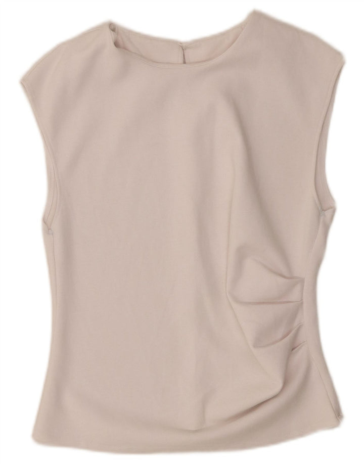 Blusa feminina sem mangas Zara Top UK 14 grande branco