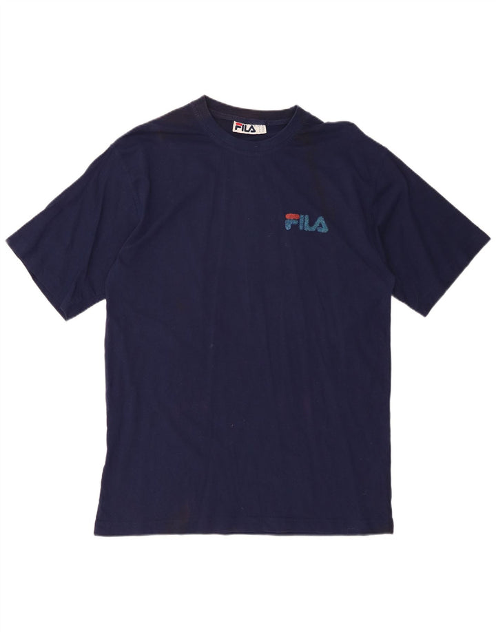 Camiseta masculina gráfica FILA Top médio algodão azul marinho