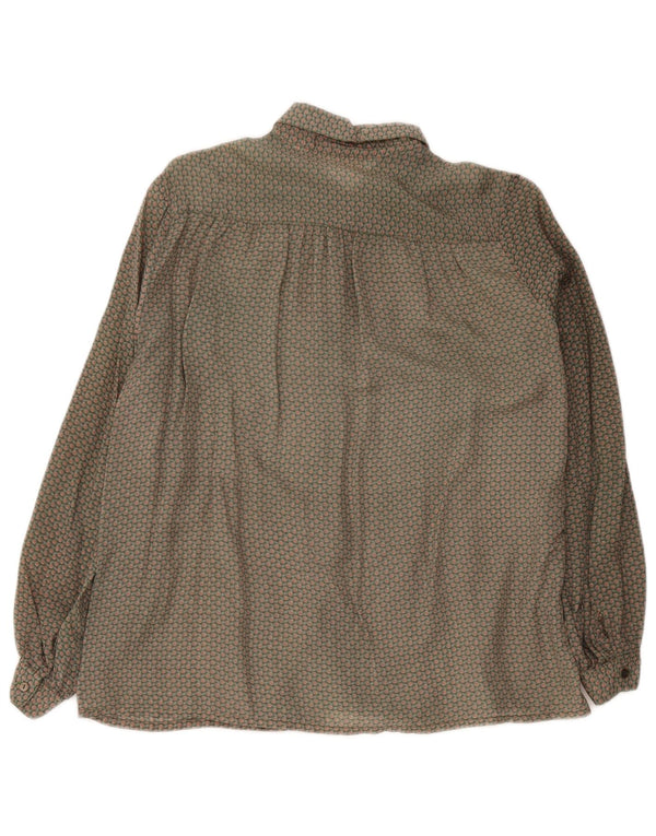 Camisa feminina vintage blusa UE 42 grande acetato floral verde retrô