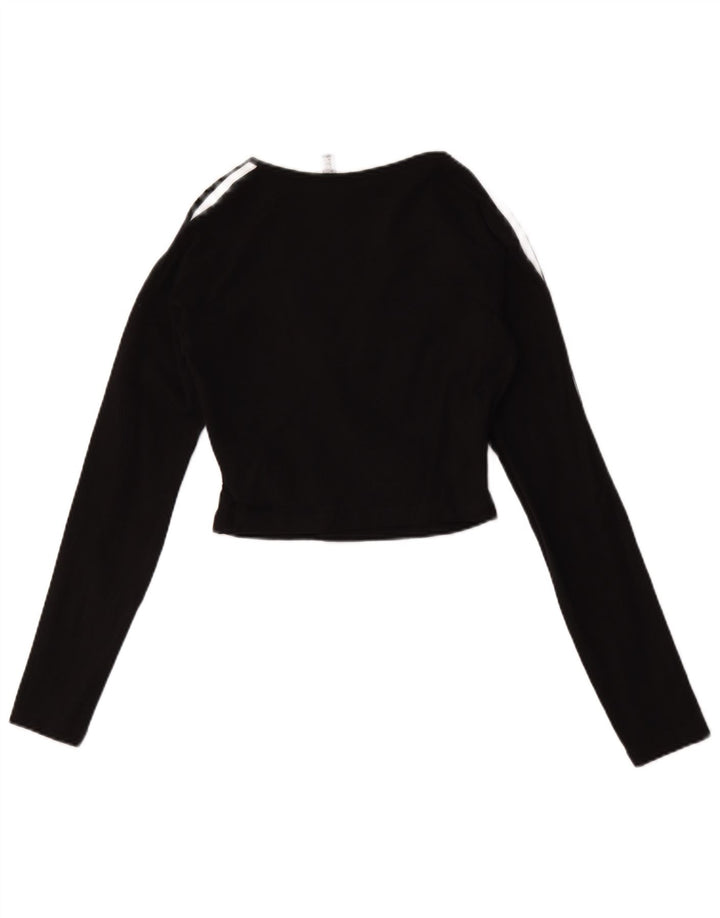 Adidas Mulheres Crop Top Manga Longa Reino Unido 12 Médio Algodão Preto