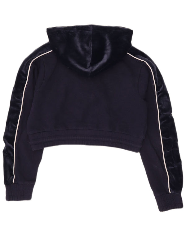 Suéter feminino Fila Crop Graphic com capuz Reino Unido 6 XS azul marinho algodão