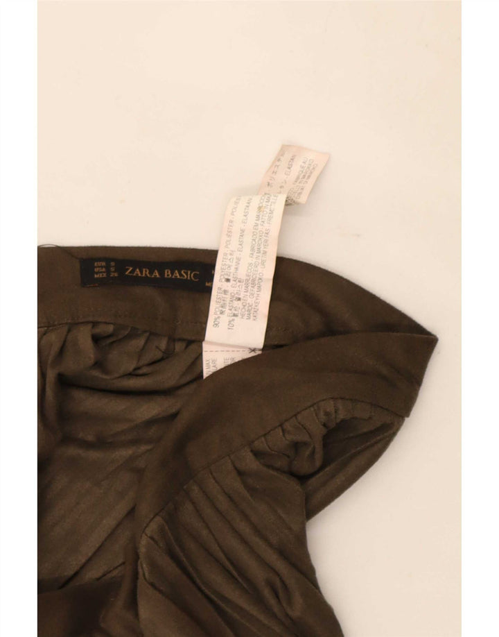 Saia feminina Zara A-Line pequena W26 poliéster cáqui