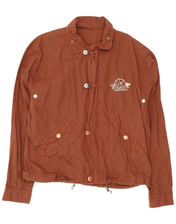 Jaqueta utilitária masculina vintage para iate Reino Unido 40 grande marrom