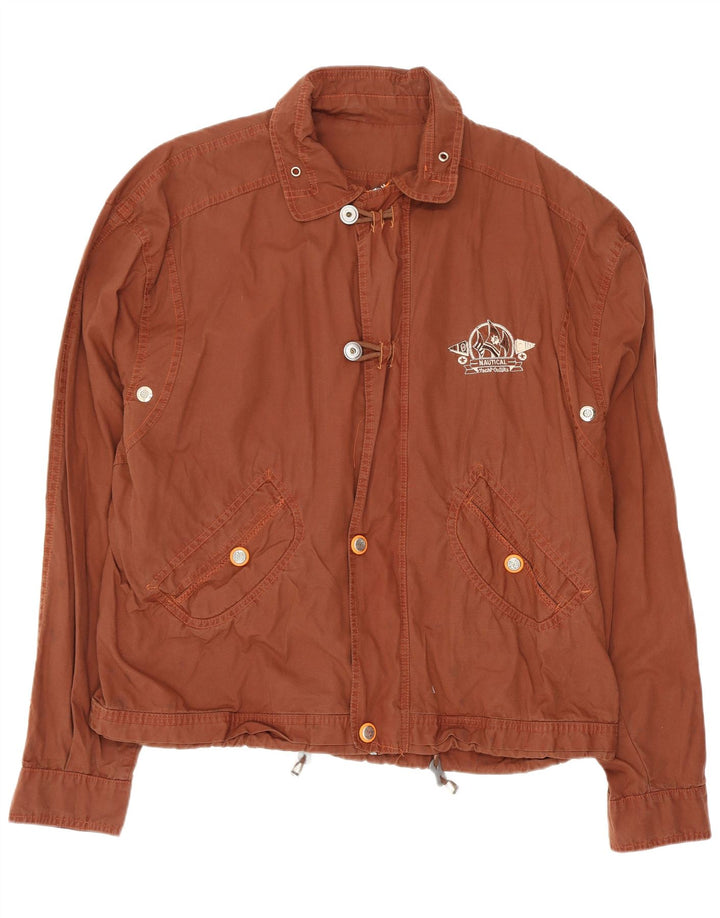 Jaqueta utilitária masculina vintage para iate Reino Unido 40 grande marrom
