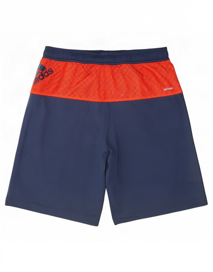 Shorts esportivos masculinos Adidas médio azul marinho colorblock poliéster