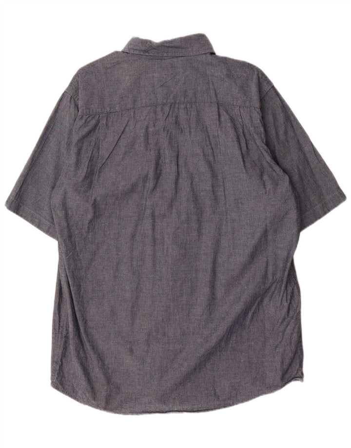 Camisa Wrangler masculina de manga curta azul marinho médio algodão