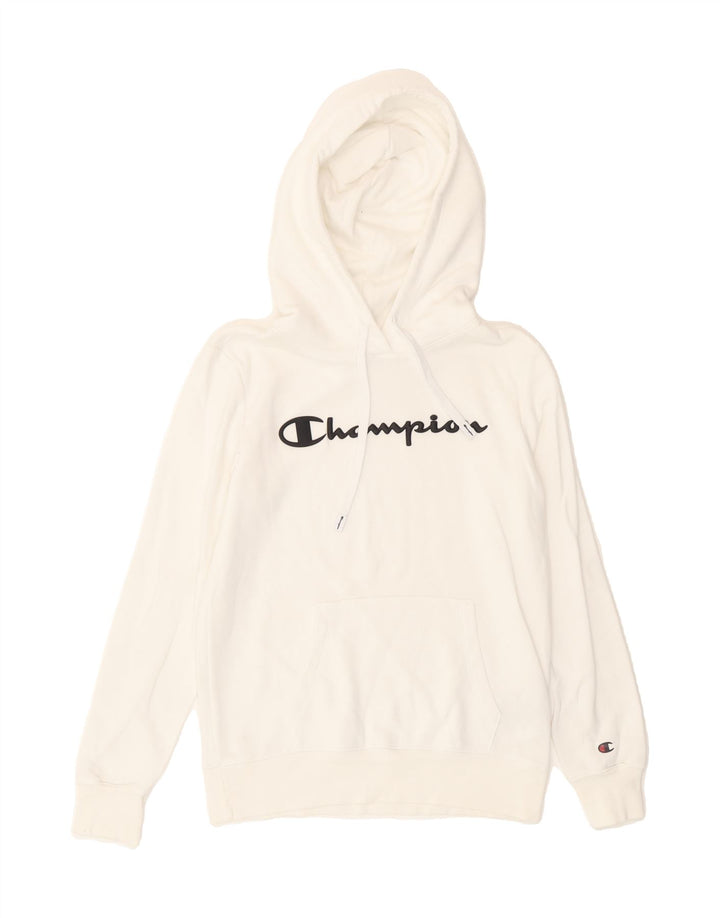 CHAMPION Womens Graphic Hoodie Jumper UK 6 XS White Cotton Vintage Champion and Second-Hand Champion from Messina Hembry 