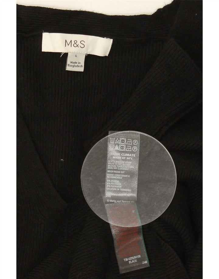 Marks & Spencer Top feminino manga 3/4 Reino Unido 14 Viscose preta grande