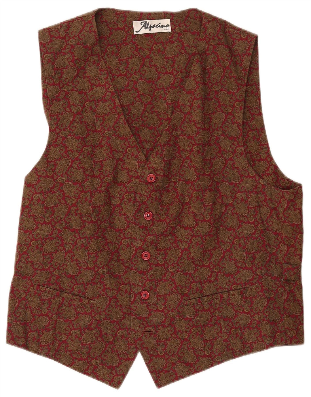 Colete masculino vintage grande cáqui Paisley