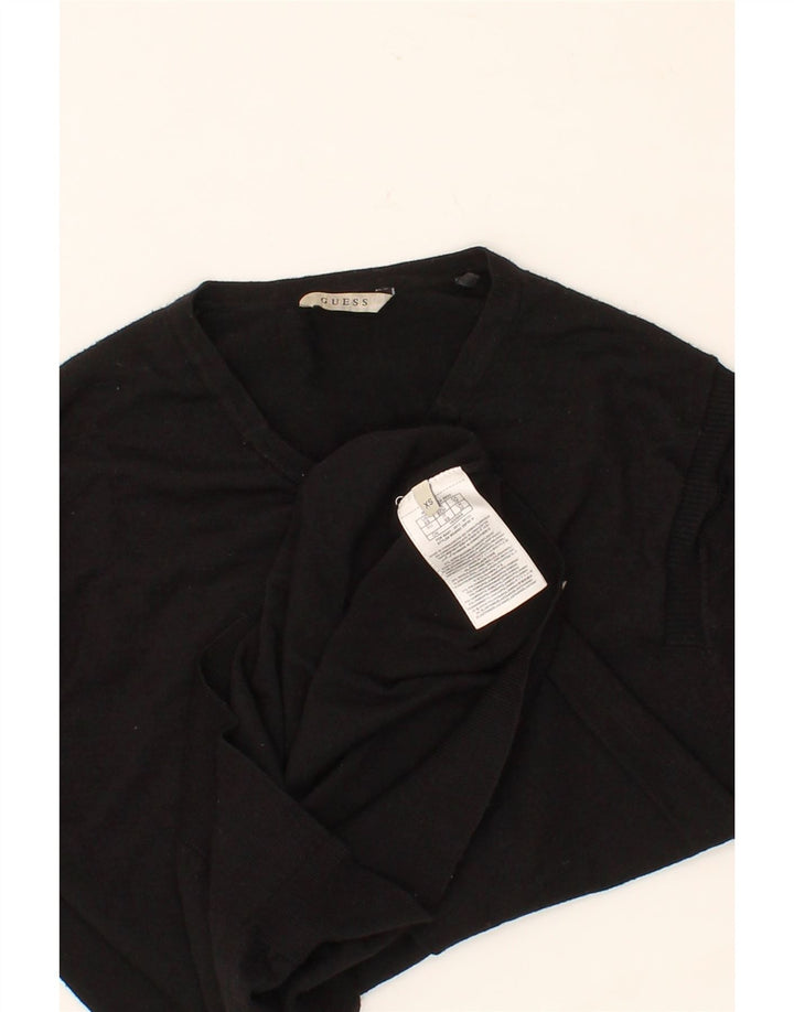 GUESS Mens V-Neck Jumper Sweater XS Black Acrylic Vintage Guess and Second-Hand Guess from Messina Hembry 