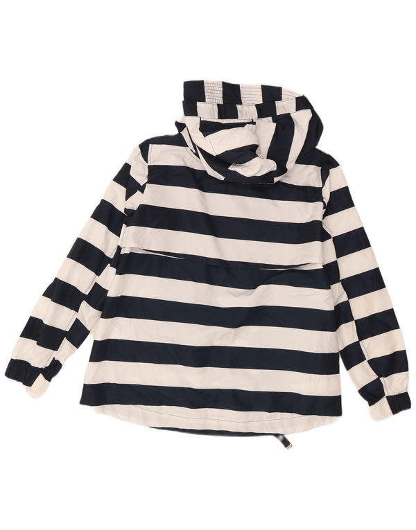 Jaqueta corta-vento feminina Zara com capuz Reino Unido 16 grande listrado azul marinho