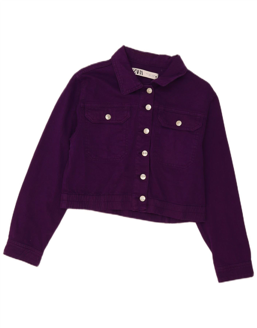 Jaqueta jeans feminina Zara UK 10 pequena roxa