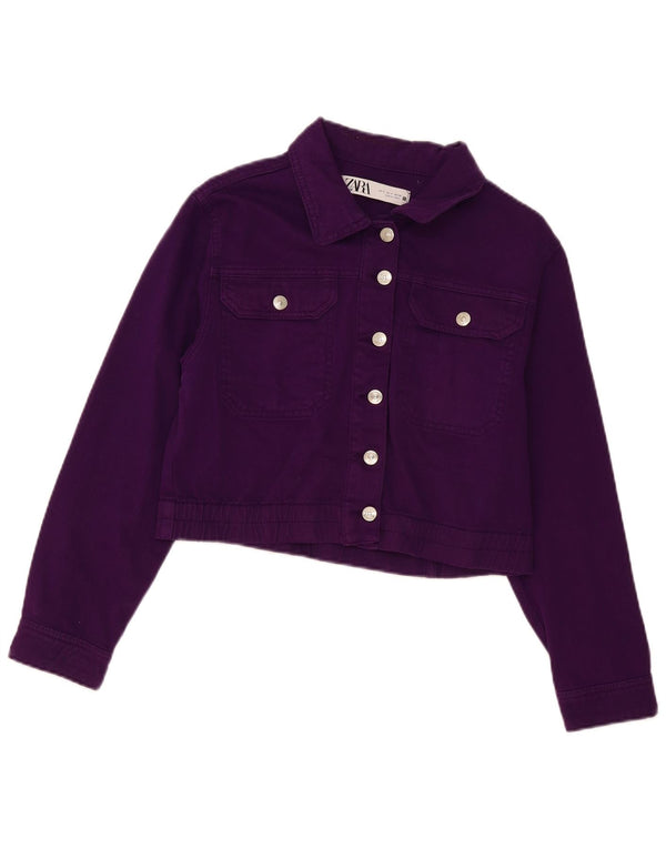 Jaqueta jeans feminina Zara UK 10 pequena roxa