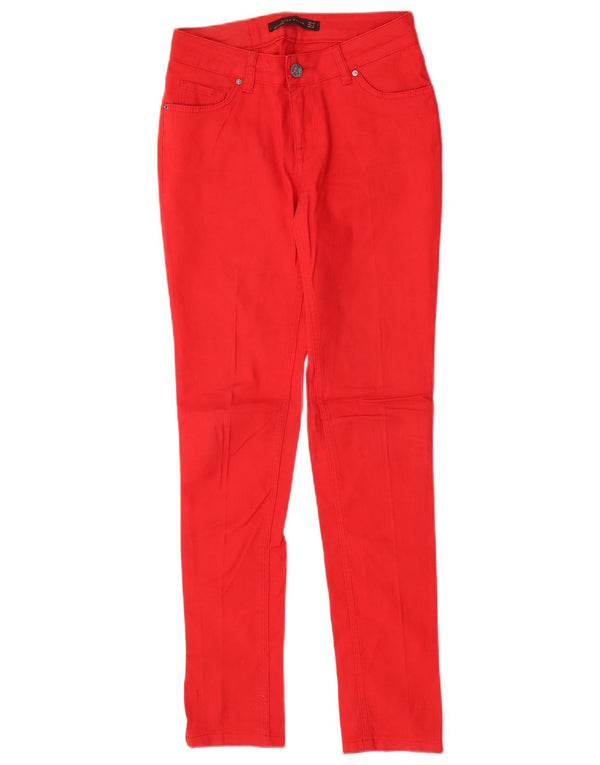 Calça feminina casual skinny Zara EU 38 pequena W28 L31 algodão vermelho