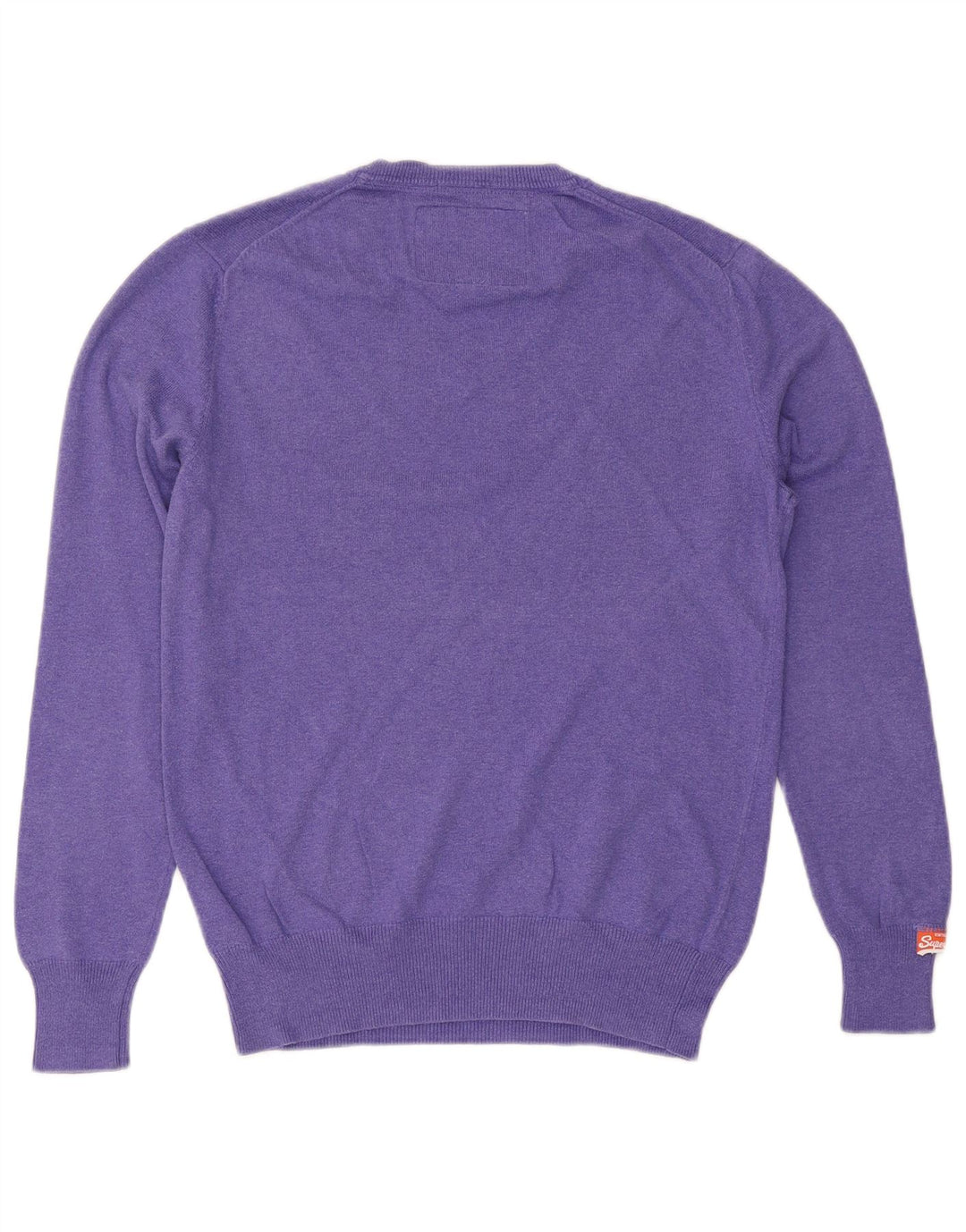 Suéter feminino SUPERDRY com decote em V Reino Unido 14 algodão roxo médio