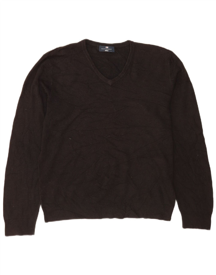 Suéter masculino Marks & Spencer Blue Harbor com decote em V grande acrílico preto