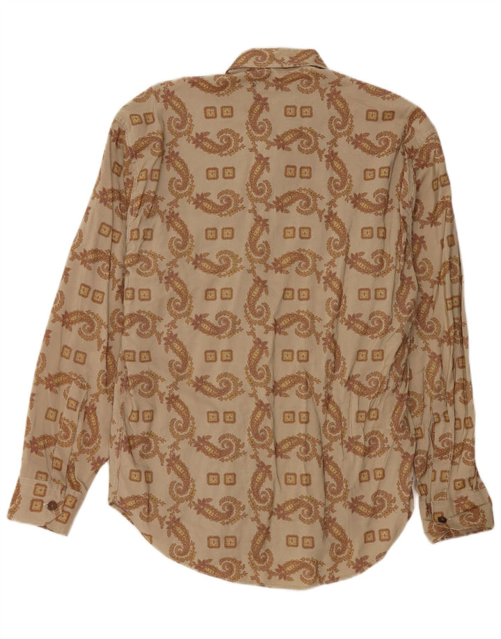 Camisa masculina vintage média cáqui Paisley
