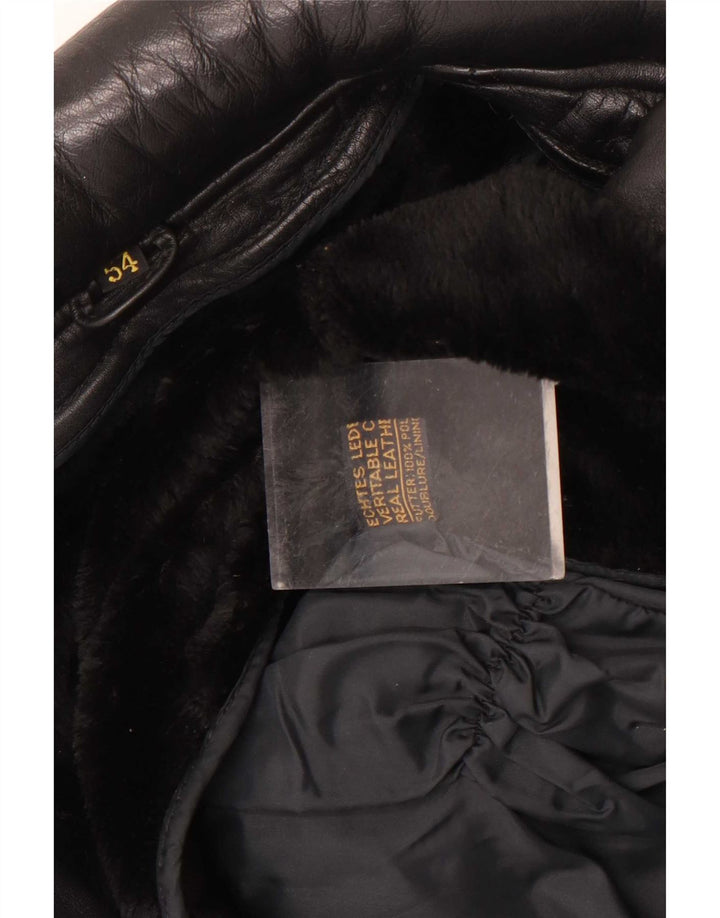 Colete de couro masculino vintage UK 38 couro preto médio