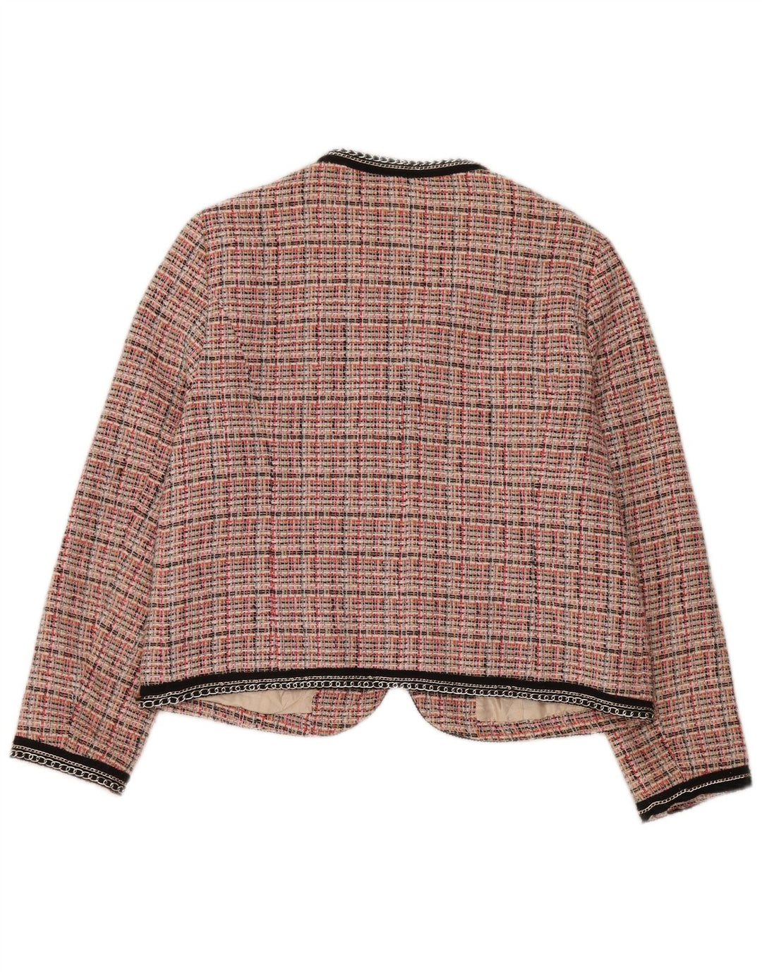 Jaqueta blazer feminina Zara UK 18 XL algodão xadrez rosa