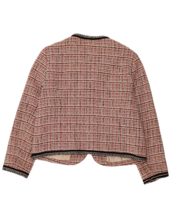 Jaqueta blazer feminina Zara UK 18 XL algodão xadrez rosa