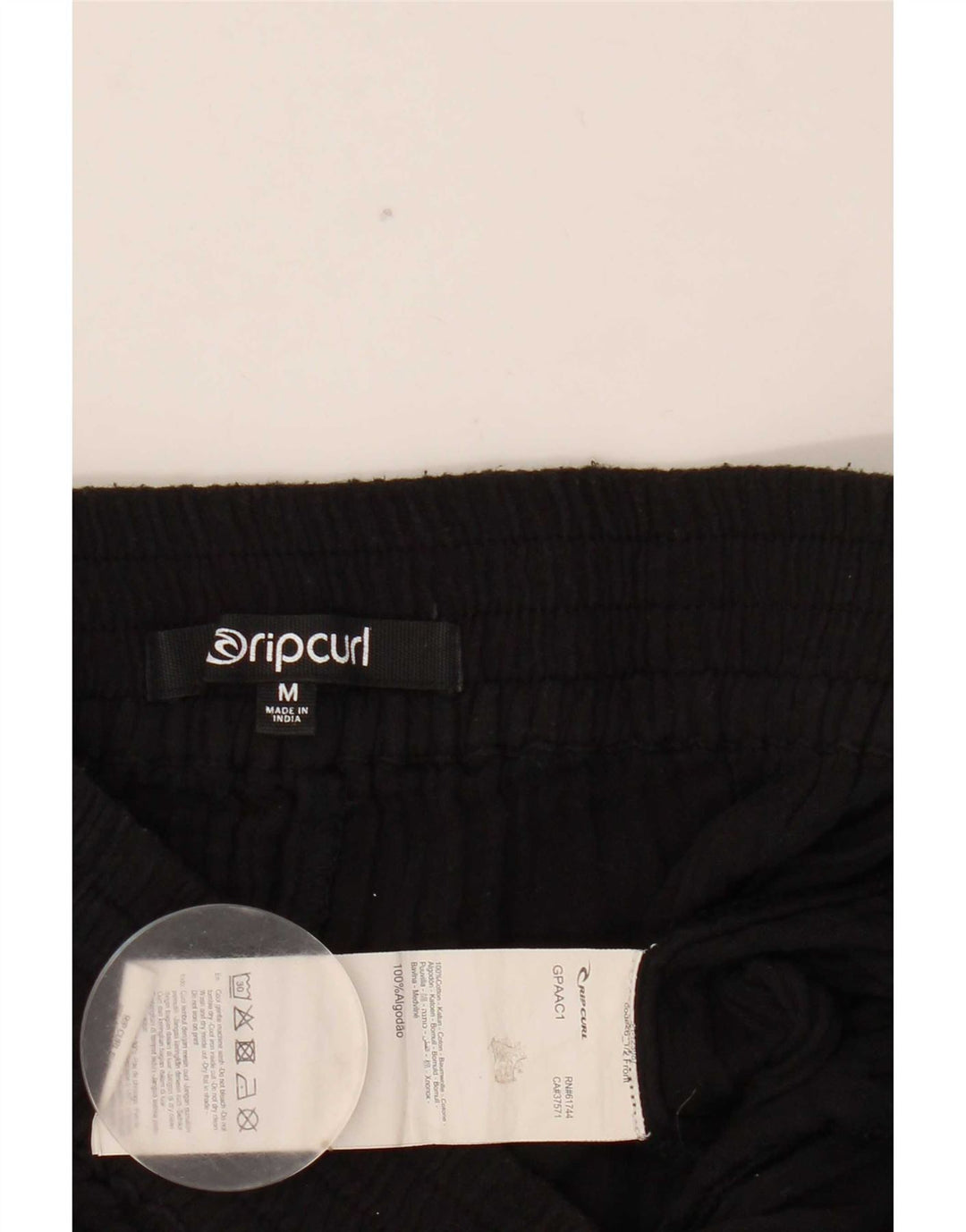 Calça feminina Rip Curl com perna larga e corte médio W30 L24 algodão preto