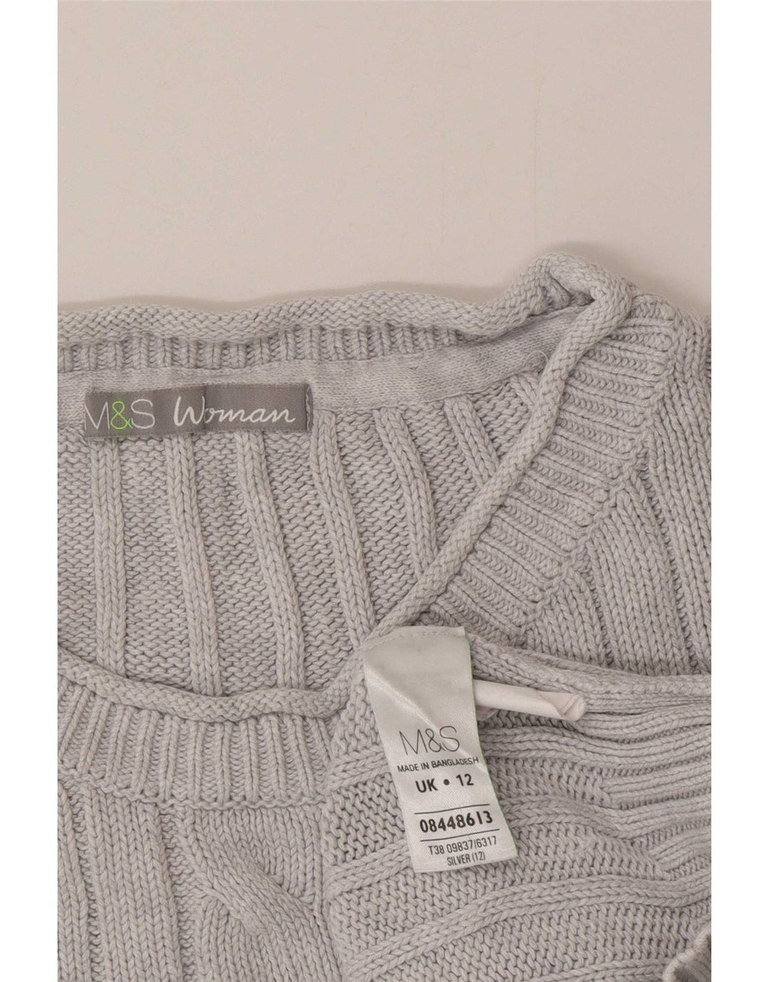 Suéter feminino Marks & Spencer com gola redonda Reino Unido 12 algodão azul médio