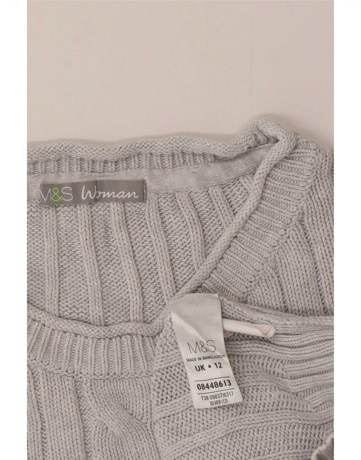 Suéter feminino Marks & Spencer com gola redonda Reino Unido 12 algodão azul médio