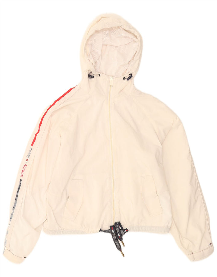 Jaqueta de chuva feminina Tommy Hilfiger Oversized Graphic UK 6 XS Branco