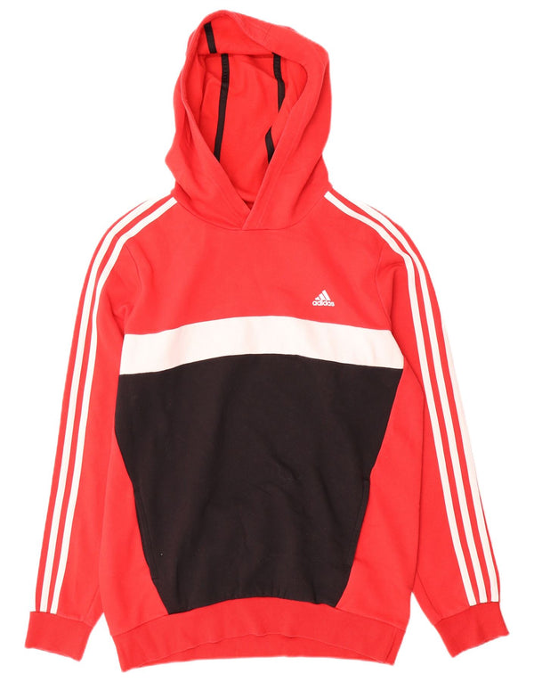 Adidas meninos moletom com capuz 15-16 anos vermelho colorblock algodão