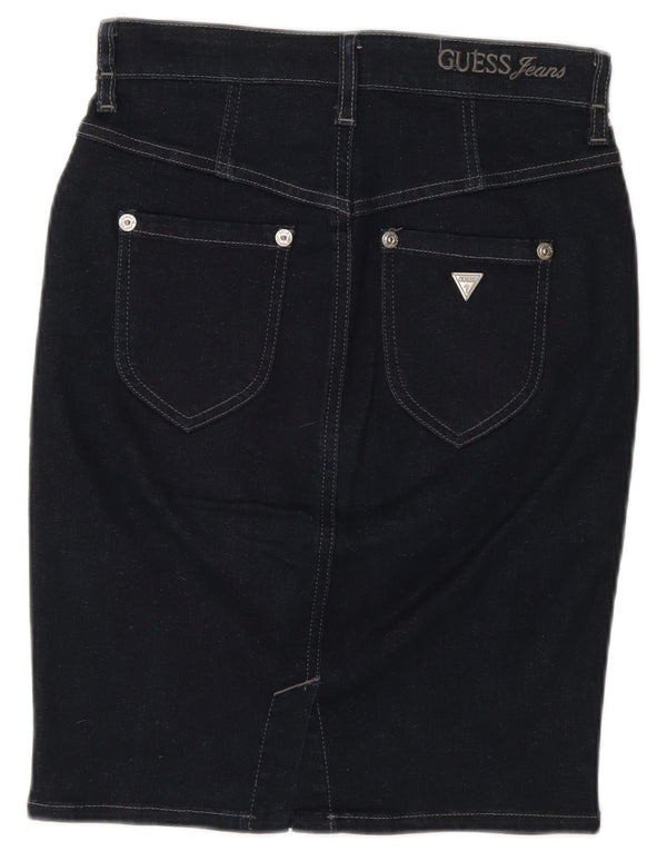 Saia jeans feminina Guess W28 algodão azul marinho médio
