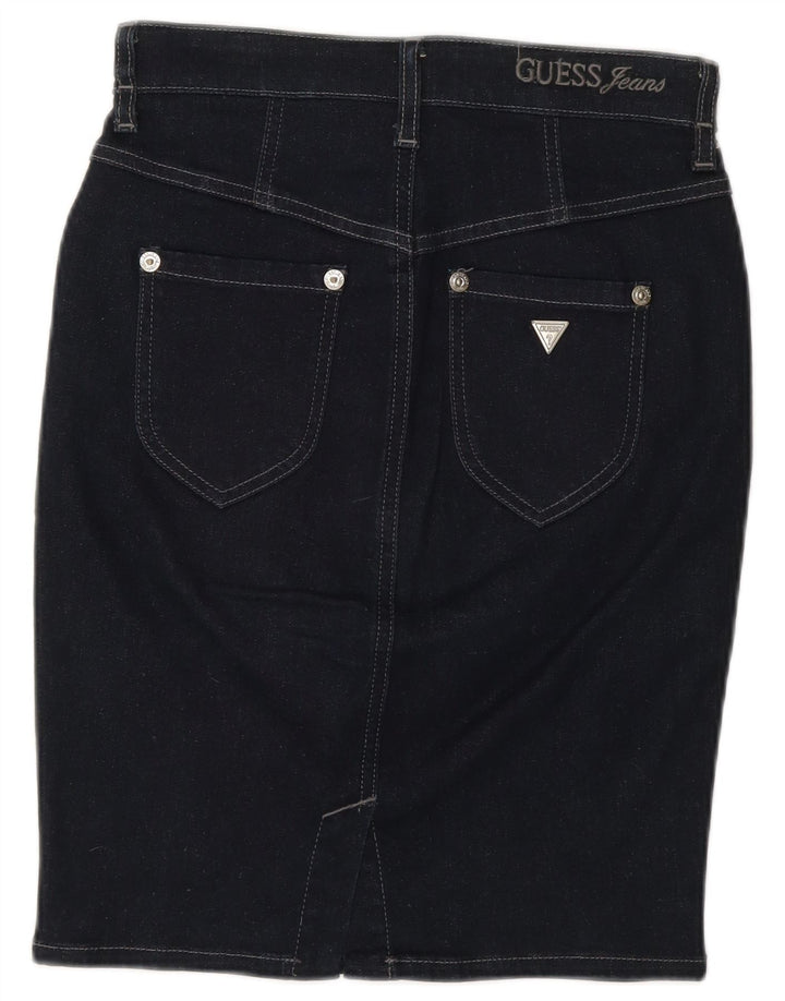 Saia jeans feminina Guess W28 algodão azul marinho médio