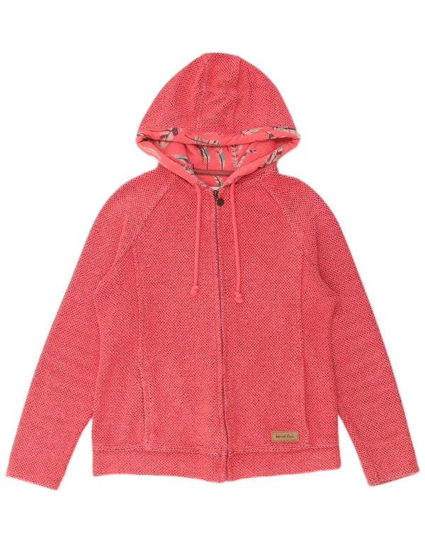 Suéter feminino com capuz e zíper estranho Fish UK 10 algodão rosa pequeno