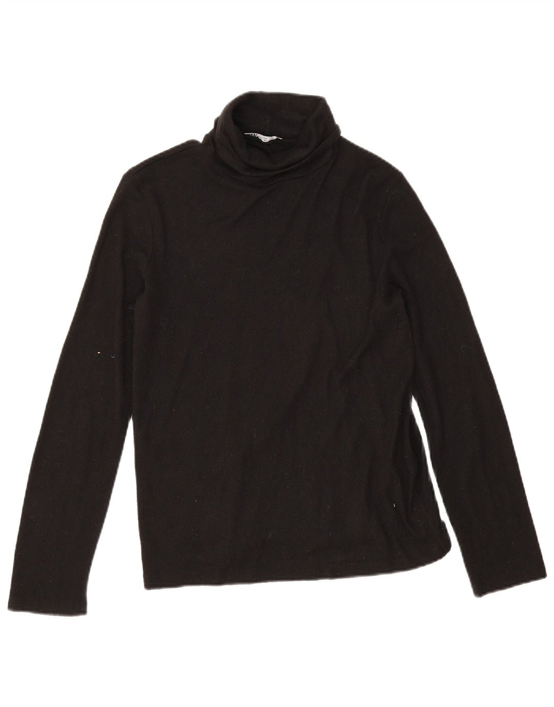 Top feminino Zara de manga comprida UK 14 viscose preta média