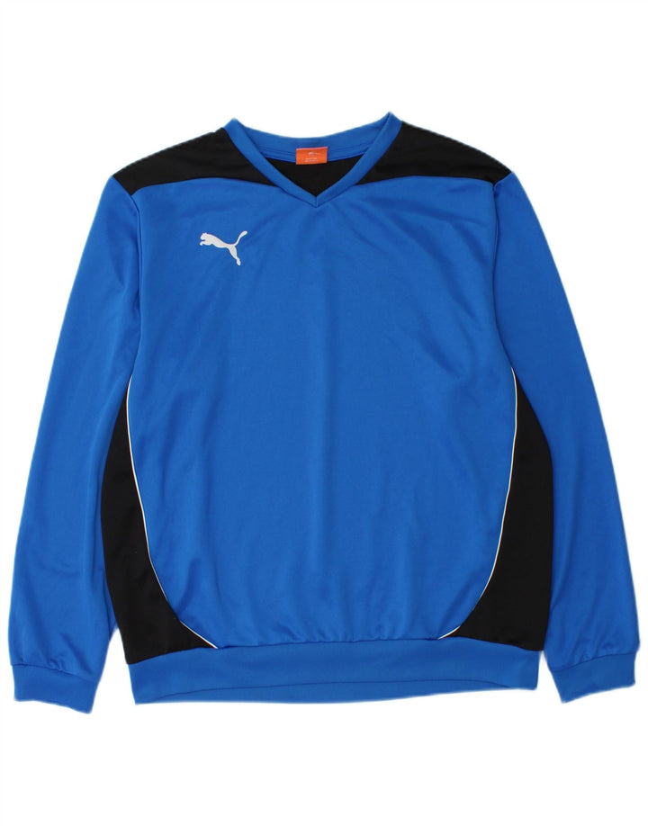 Puma moletom masculino jumper grande azul colorblock poliéster