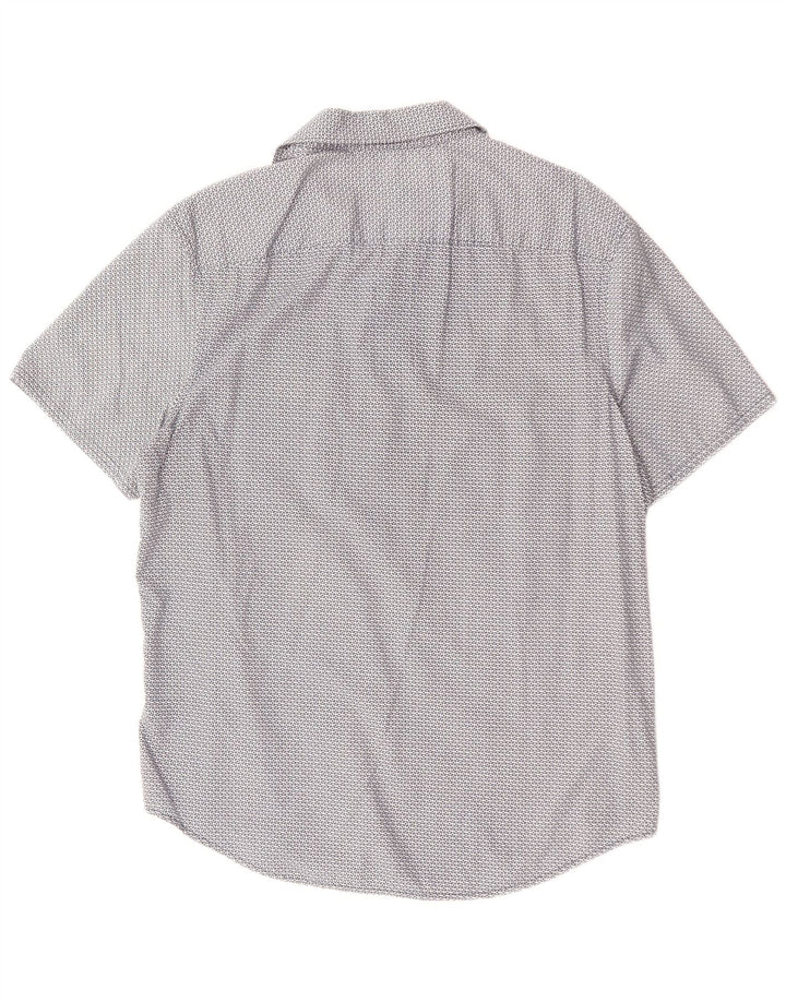 PENGUIN Mens Heritage Slim Fit Short Sleeve Shirt Large Blue Geometric