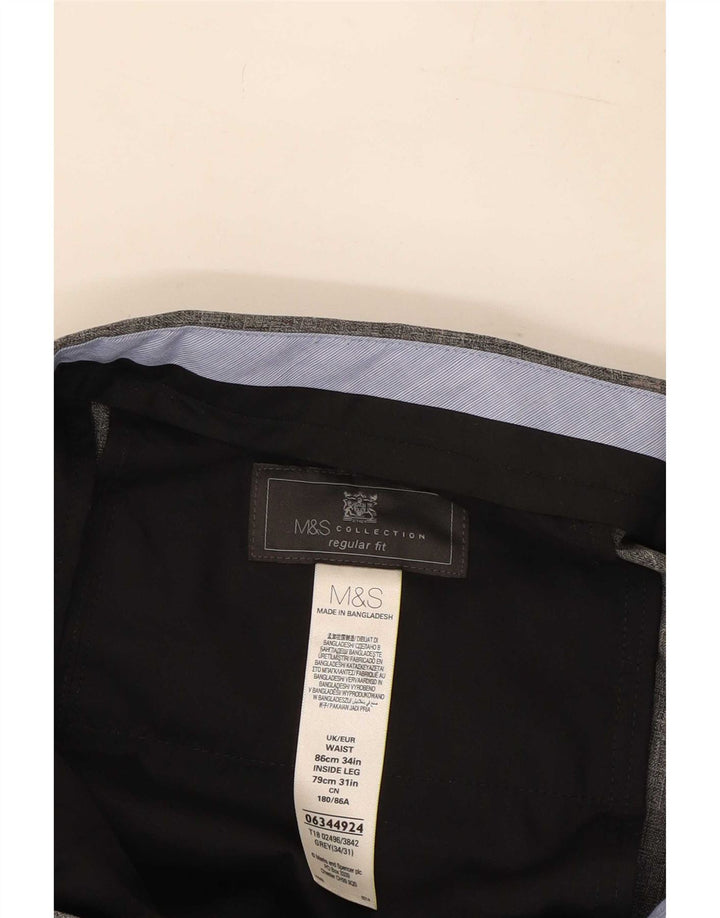 Marks & Spencer Masculino W34 L31 Cinza Poliéster