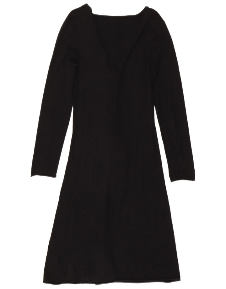 Vestido jumper feminino Phase Eight com babados na frente e manga comprida Reino Unido 8 pequeno preto