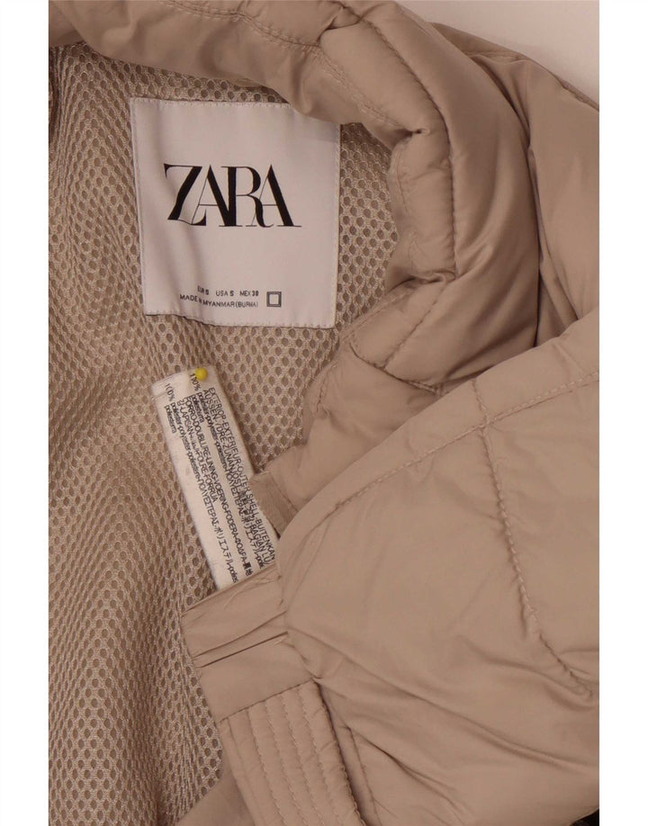Zara Jaqueta masculina acolchoada com capuz UK 36 Poliéster bege pequeno