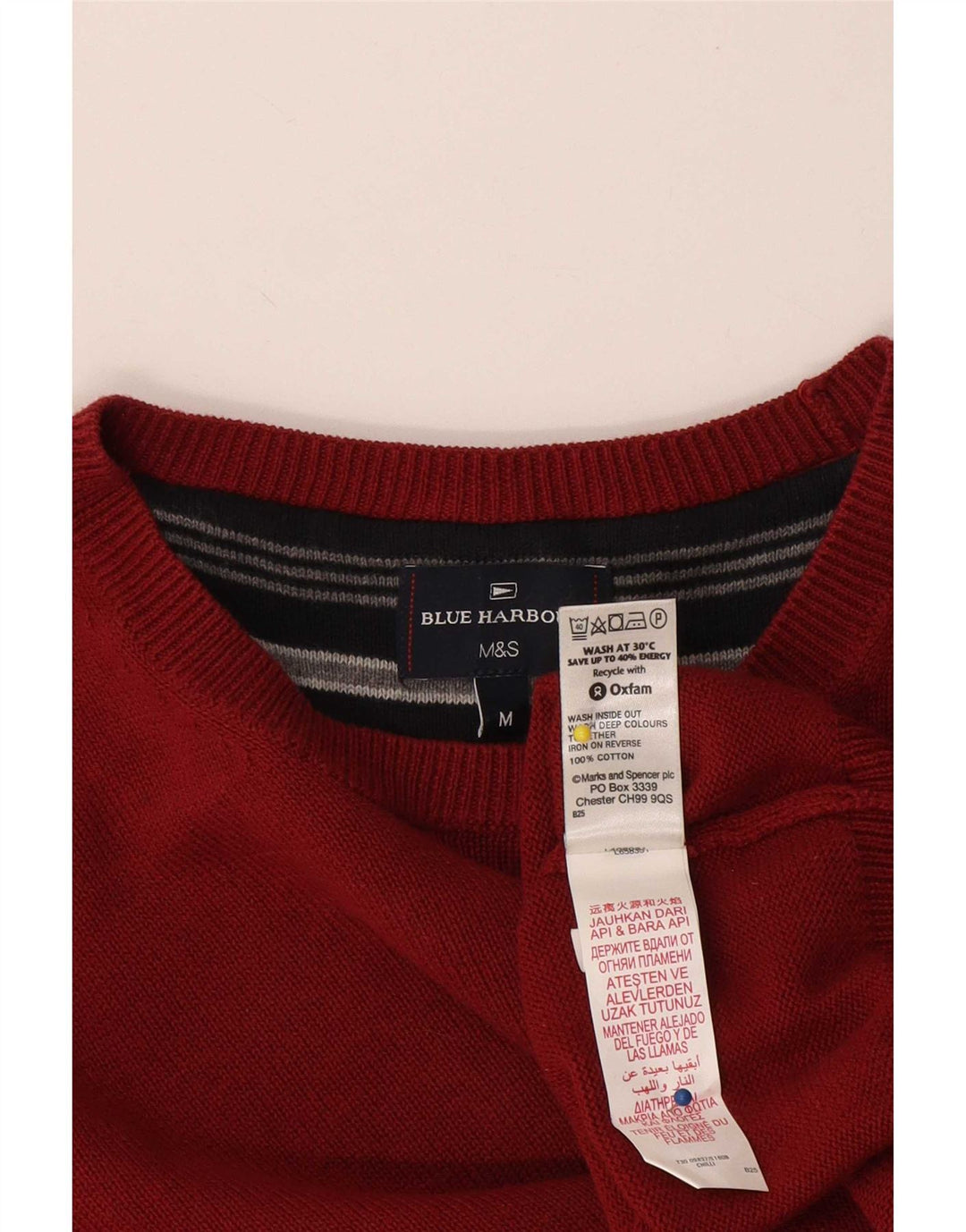 Suéter masculino Marks & Spencer Blue Harbor com gola redonda vermelho médio