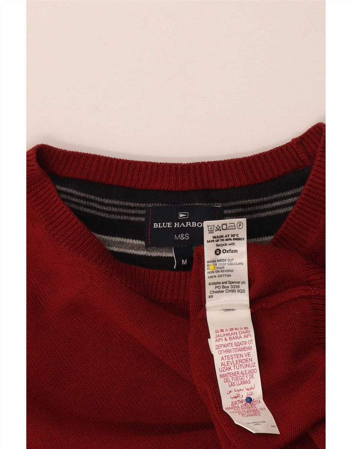 Suéter masculino Marks & Spencer Blue Harbor com gola redonda vermelho médio