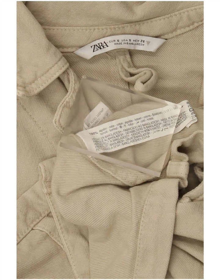 Zara Womens Oversized Utility Jacket Reino Unido 10 Pequeno Algodão Cáqui