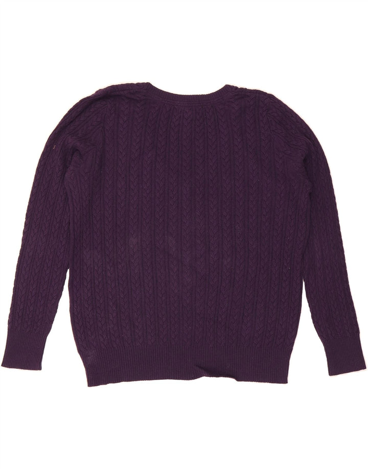 EDDIE BAUER Womens V-Neck Jumper Sweater UK 18 XL Purple Cotton Vintage Eddie Bauer and Second-Hand Eddie Bauer from Messina Hembry 